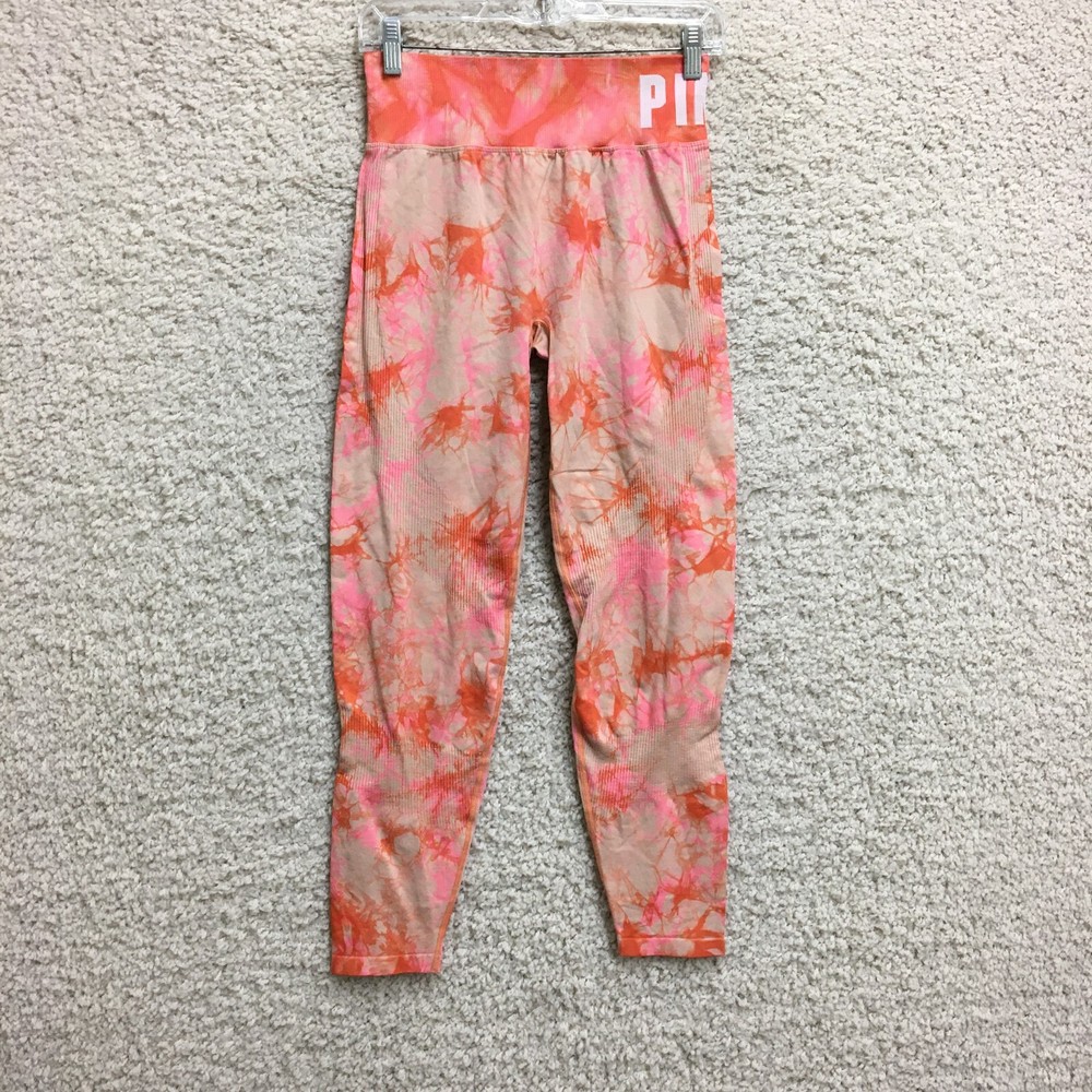 PINK Victorias Secret Active Pants Large Adult Pink Tie Dye Leggings Womens L