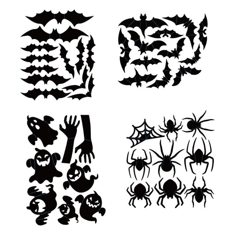DIY Bat Wall Decors with Double-Sided Sticker for Halloween Wall/Home Decoration