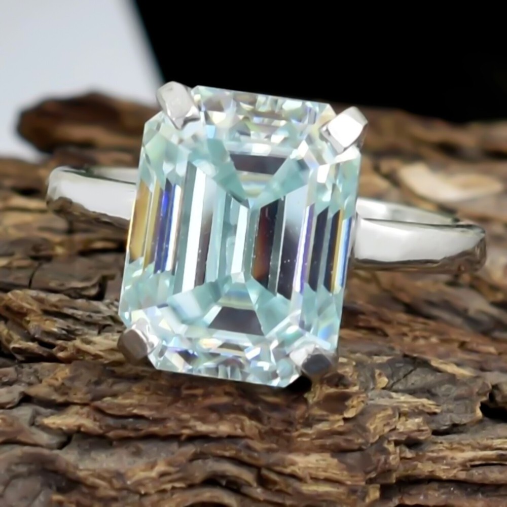 6.7ct Certified Natural VS1 Blue Diamond Solitaire Ring 925 Silver Gift