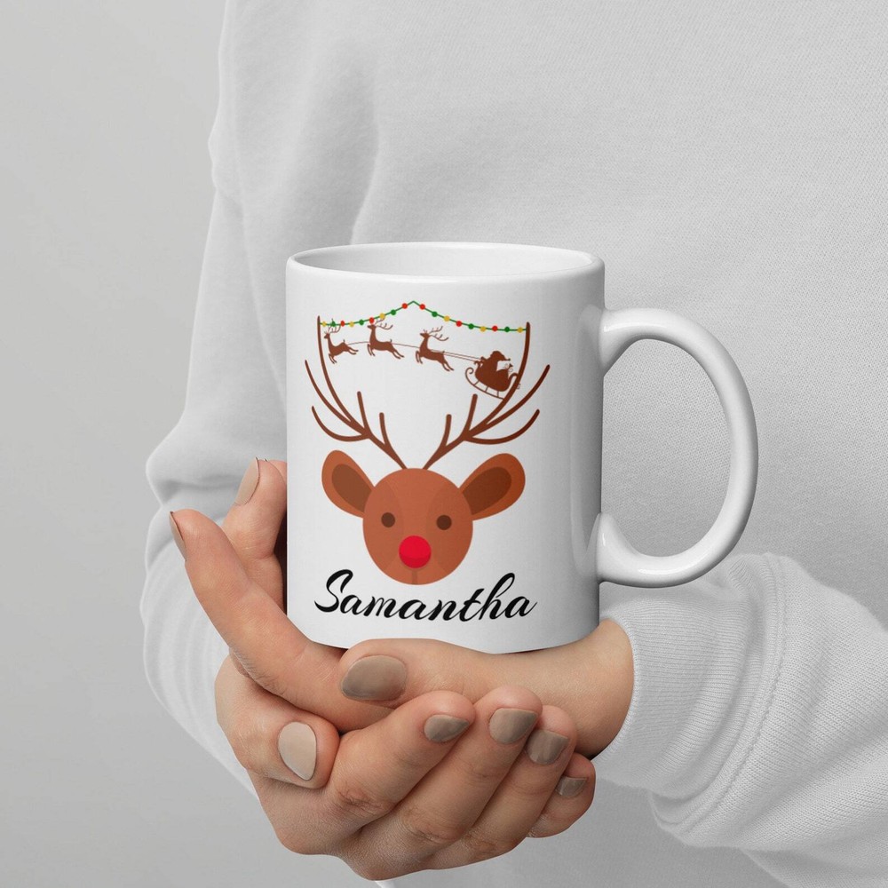 Funny Christmas Mug Secret Santa Gift Reindeer Mug Personalized Hot Chocolate