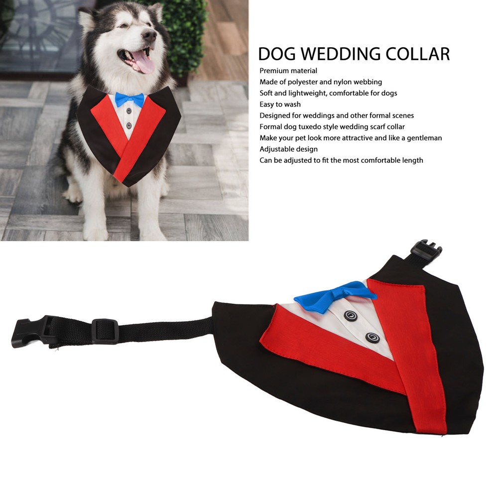 Dog Tuxedo Collar Adjustable Dog Wedding Bandanas Soft Formal Dog Bibs