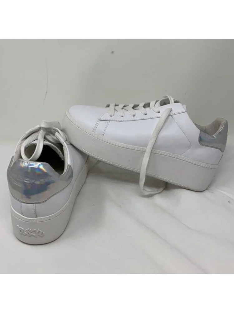 ASH Womens White Removable Insole Cult Round Toe Wedge Leather Sneakers Shoes 38