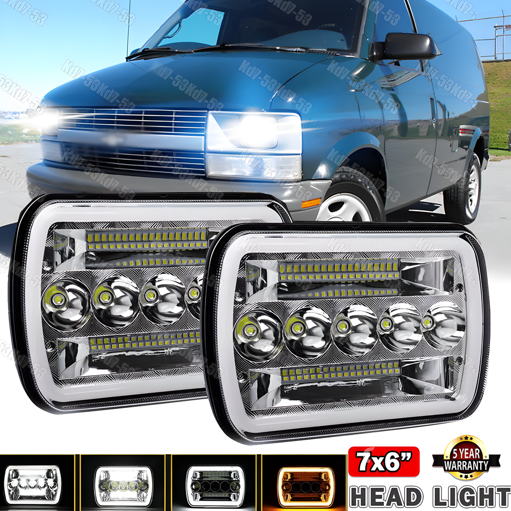 Pair 5x7'' 7x6'' LED Headlights HI/LO/DRL For Chevrolet Astro Express Cargo Van