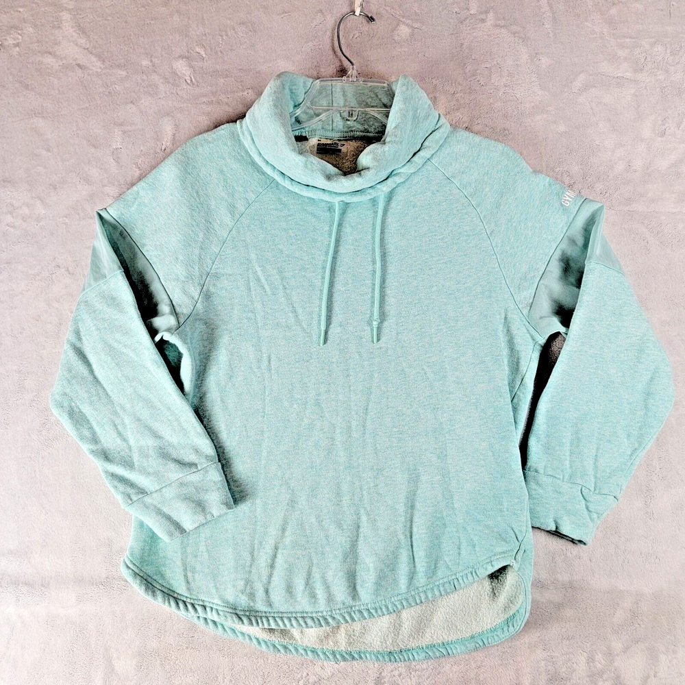 Gymshark Shirt Womens Medium Mock Neck Aqua Vented Sleeves Drawstring Pullover