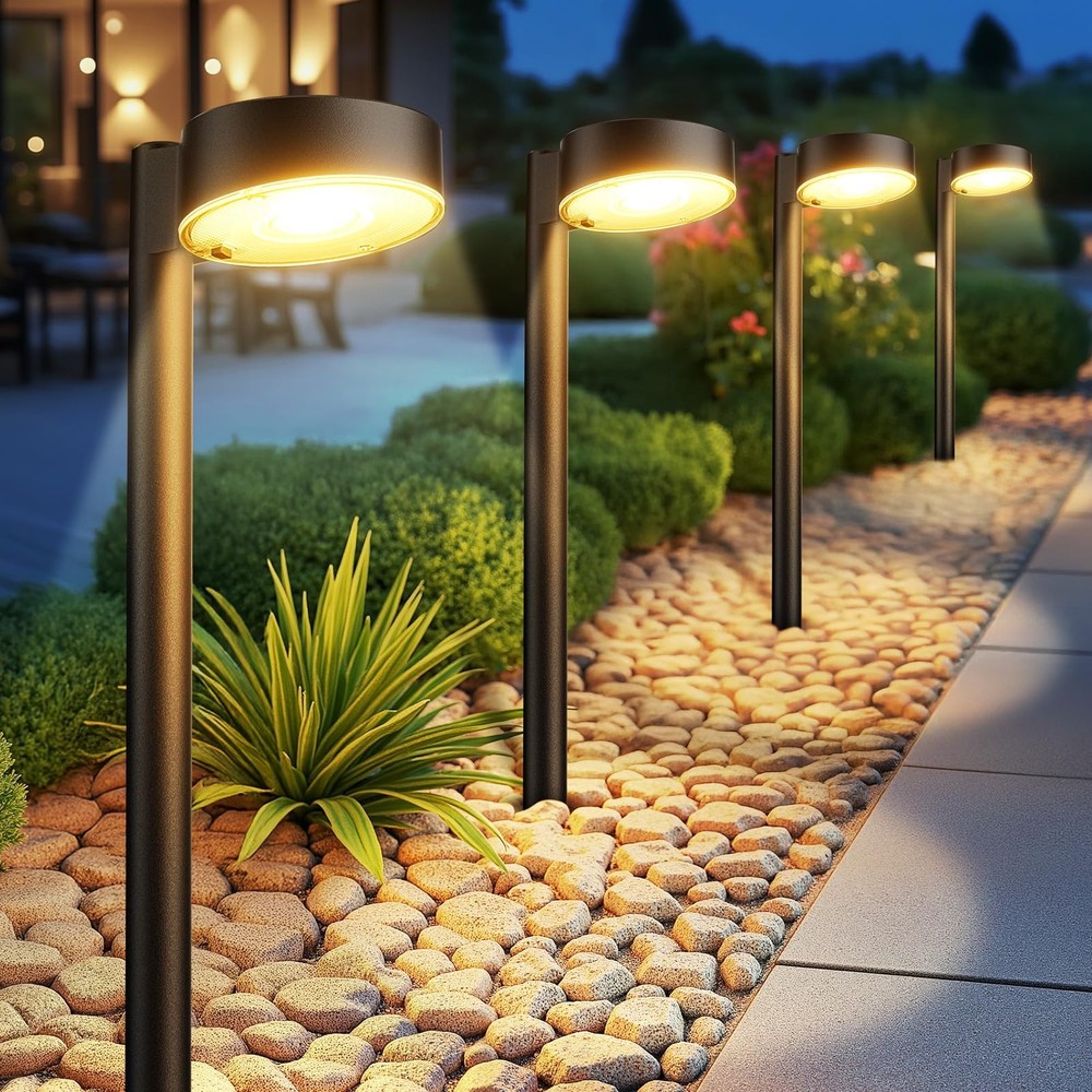 6 Pack Solar Pathway Lights Outdoor, 12 Brighter LED Solar Lights Outdoor Wat...