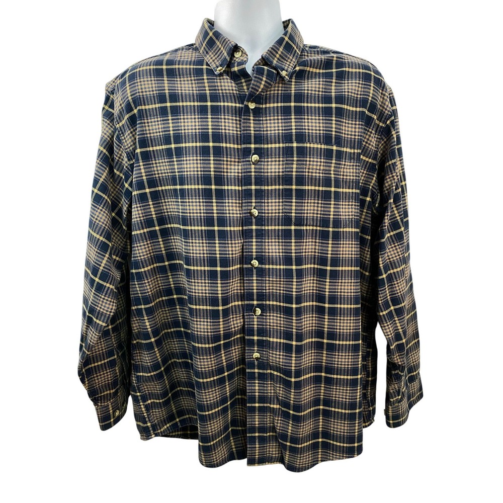 vintage LL Bean men's flannel L plaid soft, button-up, classic styling 25x31
