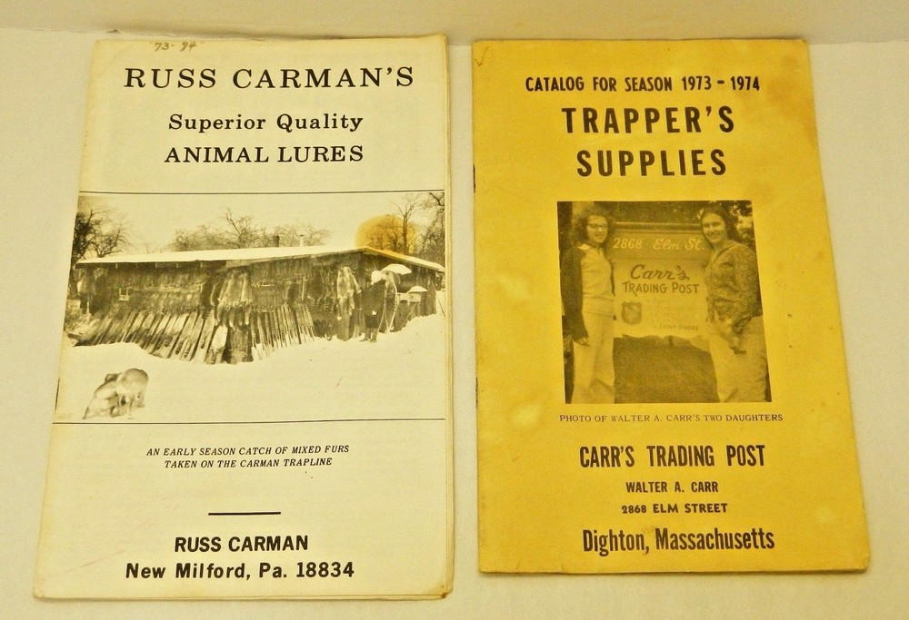 Vintage Russ Carman Animal Lures booklet & Trapper supply booklet 1973-74