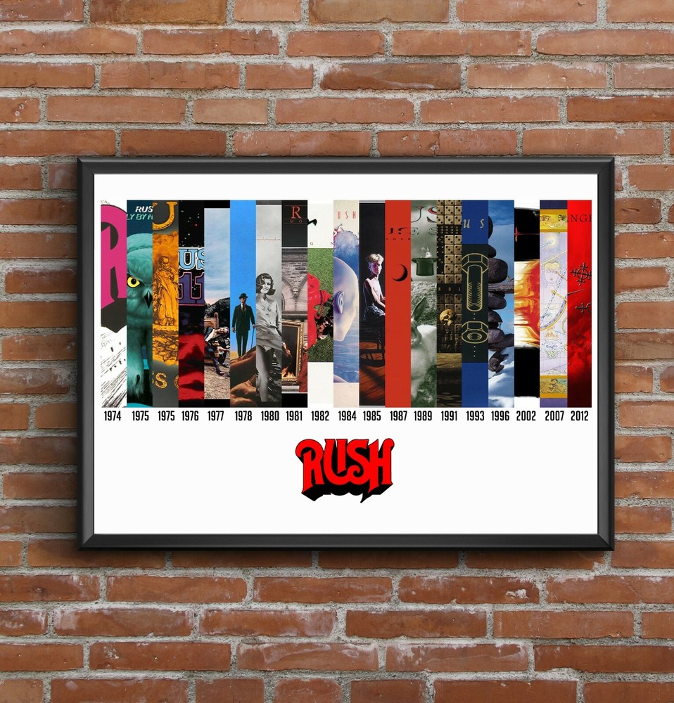 Rush Discography Album Cover Print - All 19 Albums on one print great gift