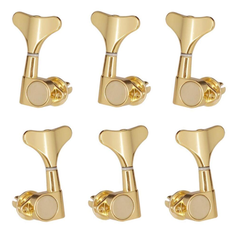6 Pieces Sealed-gear Electric Bass Tuning Pegs Machine Heads Gold