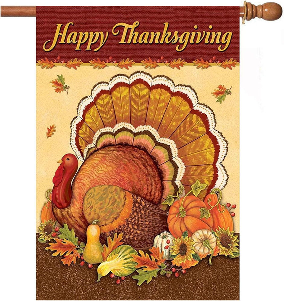 Double-Sided Thanksgiving Burlap Garden Flag 28x40 Inches for Outdoor Decor