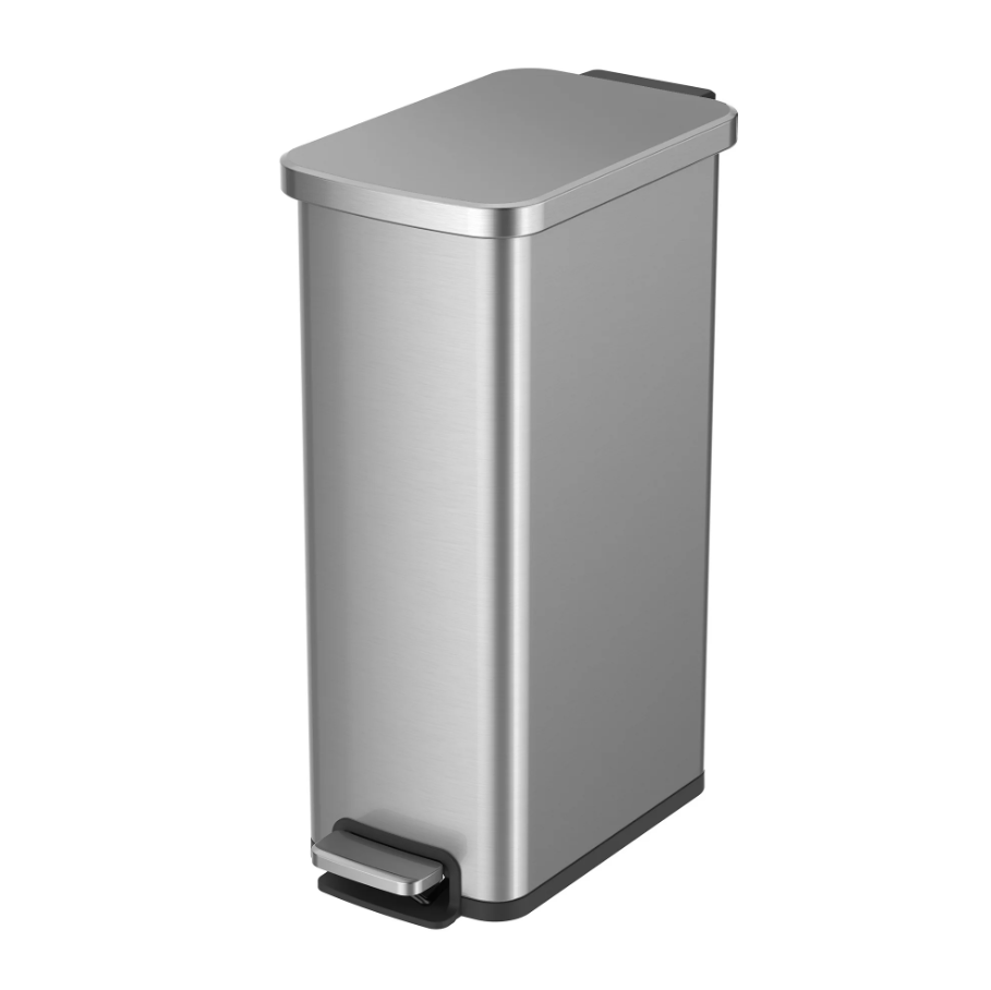 Durable 7.9 Gallon Slim Stainless Steel Kitchen Step Trash Can w/ Soft Close Lid