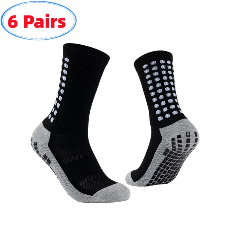 6Pairs Sport Socks Anti Slip W/ Grip Soccer Men Football Basketball Sock Premium