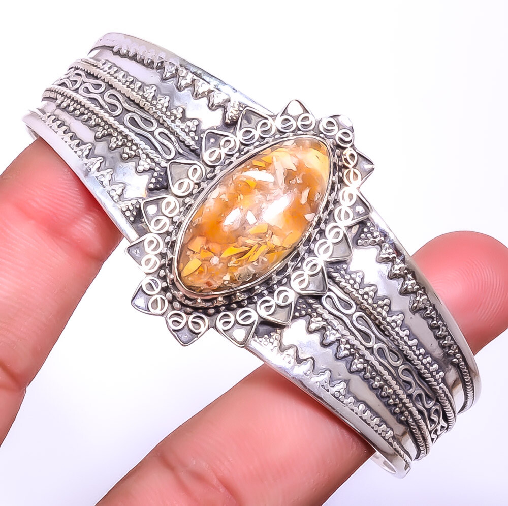 Brecciated Mookaite - Australia Gemstone 925 Sterling Silver Cuff Adst. T93 A320