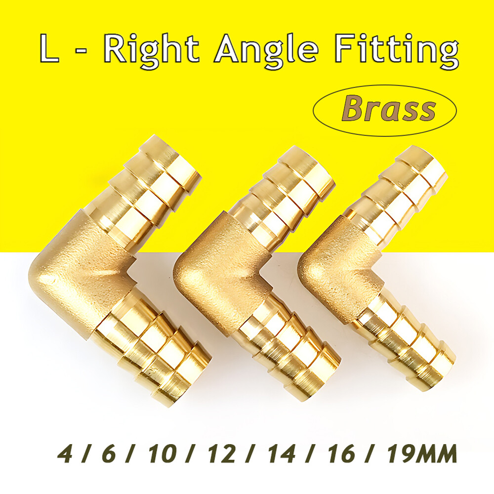 Brass Barbed 90 Degree Elbow Fuel Hose Joiner Adapter L Right Angle Fitting