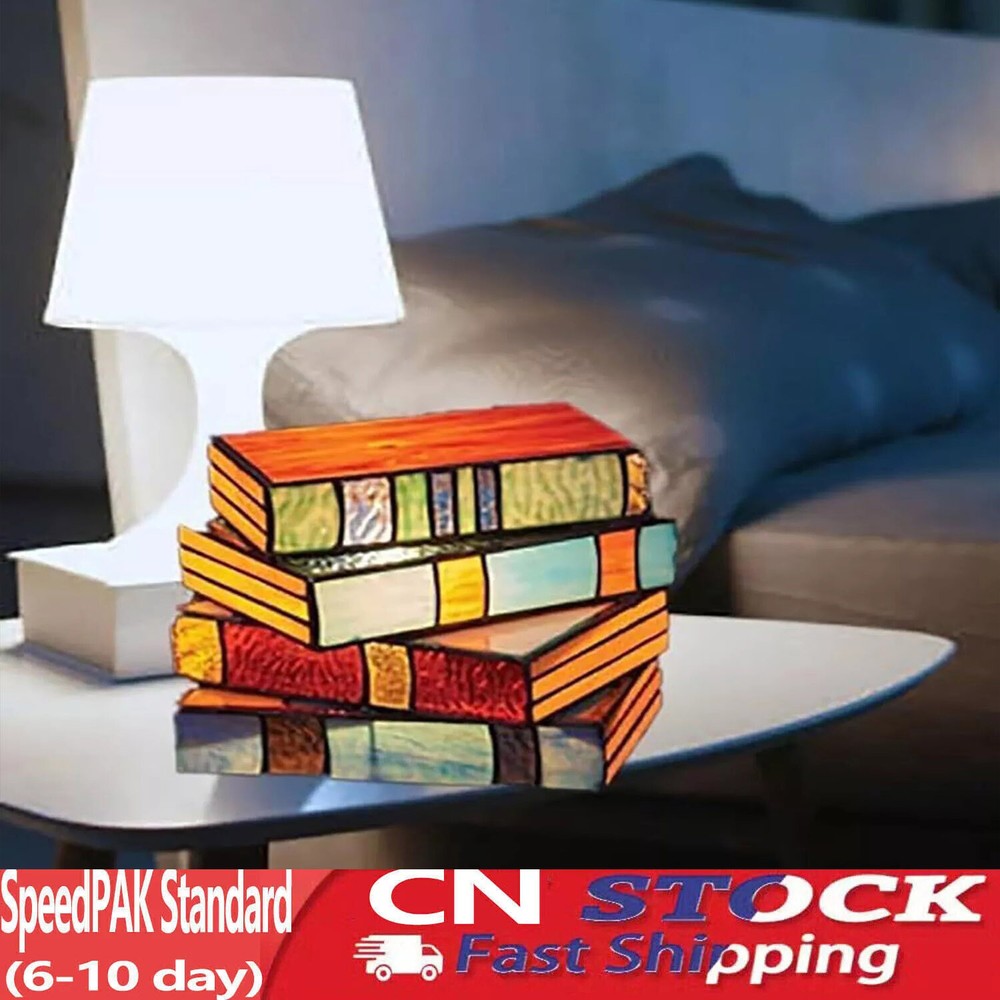 Stained Glass Stacked Books Lamp Tiffany Style Table Lamp Home Decor Book Lamps