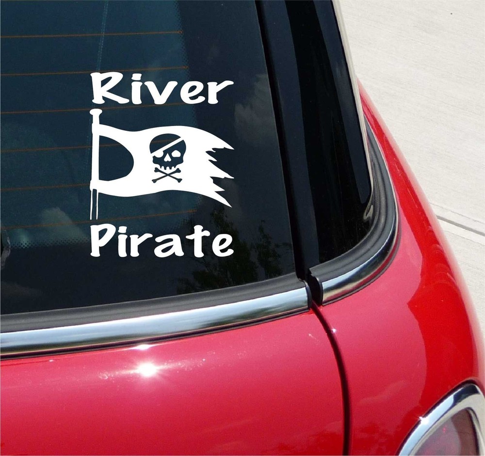 RIVER PIRATE BOAT CANOE KAYAK FUNNY GRAPHIC DECAL STICKER ART CAR WALL DECOR