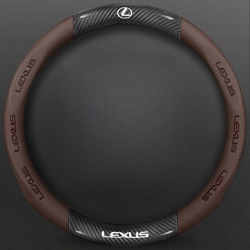 For Lexus Fiber Steering Wheel Cover Black Leather Car Accessories 15