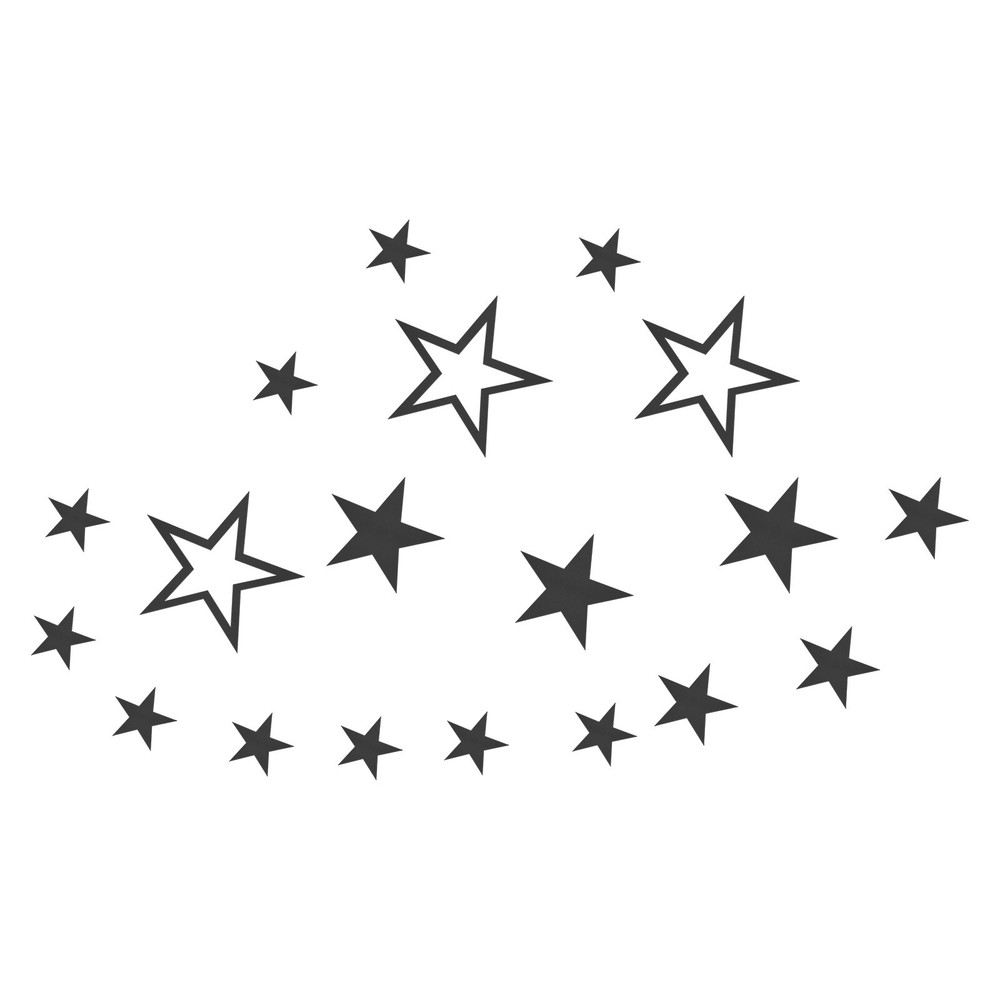 19Pcs in 1Set Acrylic Self Adhesive Star Mirror Wall Sticker Decals, Black