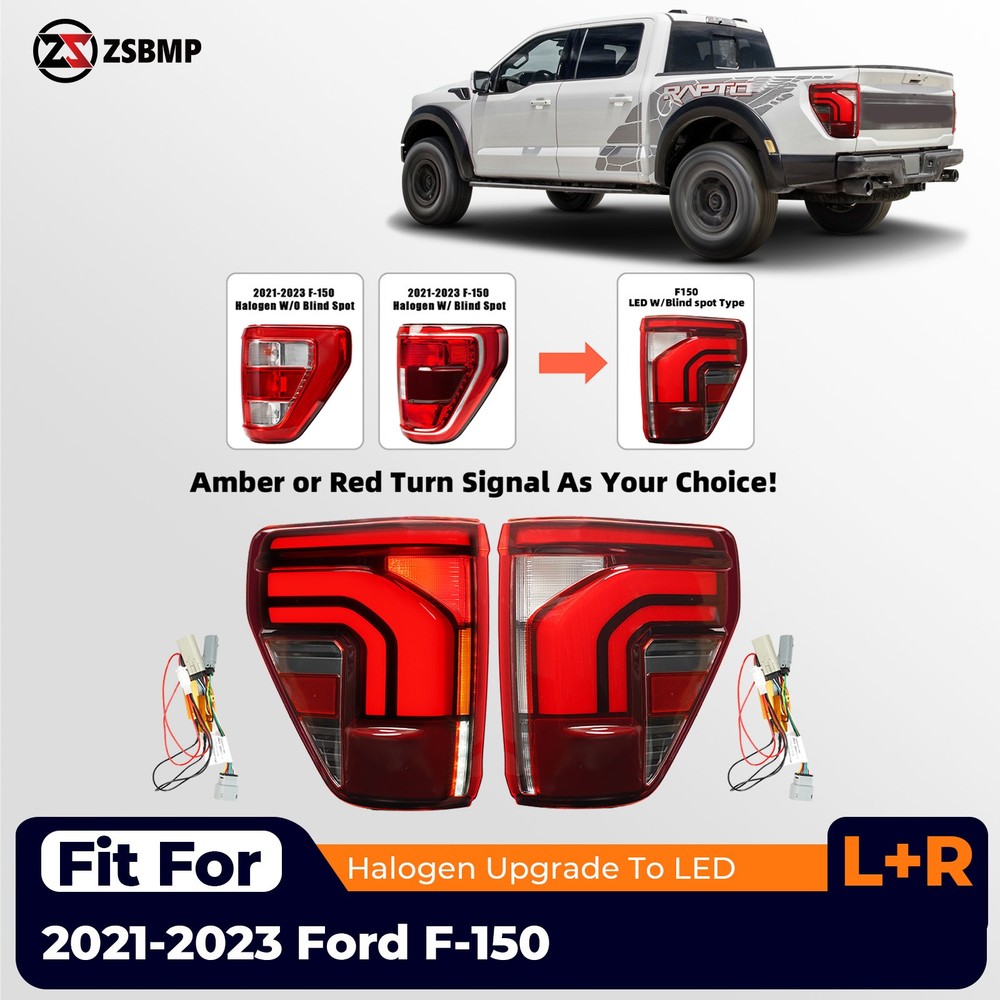For 2021-2023 Ford F-150 Halogen Upgrade LED Tail Light W/BLIS Left Right Pair