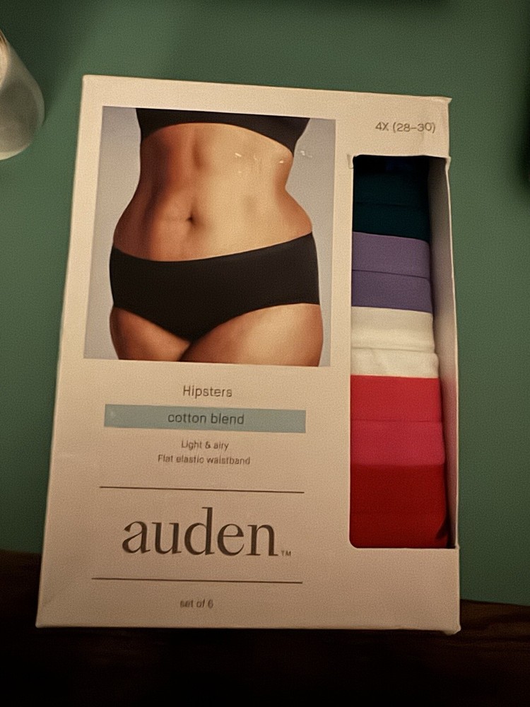 Auden Panties Womens 4XL hipster cotton blend Assorted Size (28-30) NEW 6 Pack