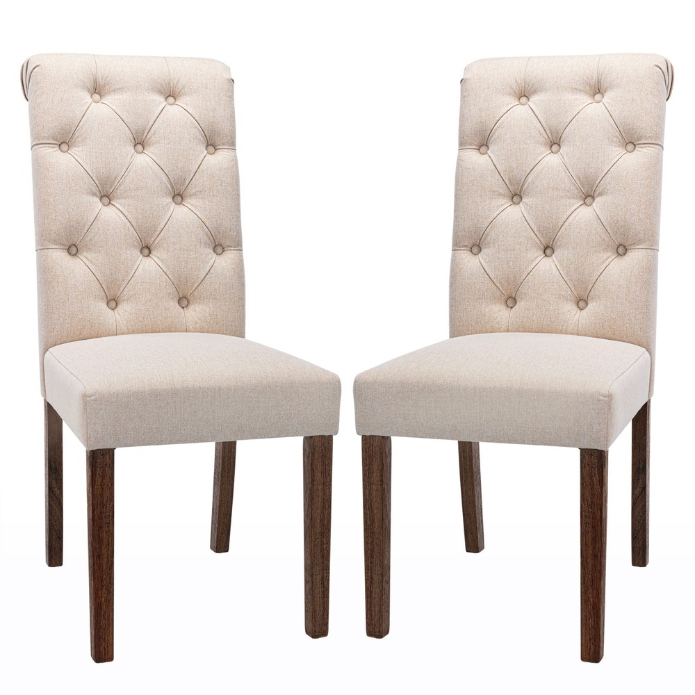 Tufted Upholstered Parsons Dining Chairs Set of 2 for Modern Diner