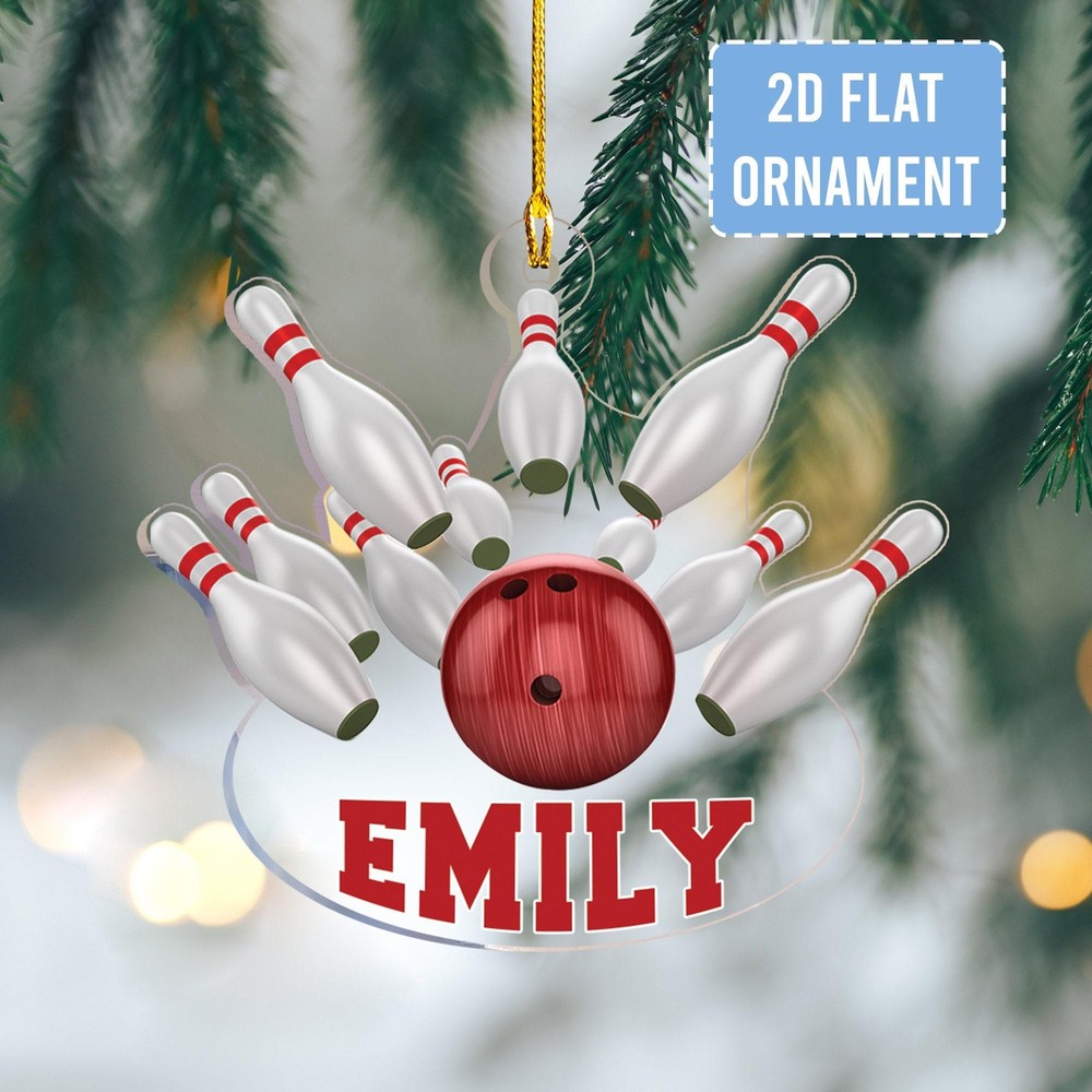 Personalized Name Bowling Ornament  2D PRINTED ORNAMEN  Christmas Gift For Bowli