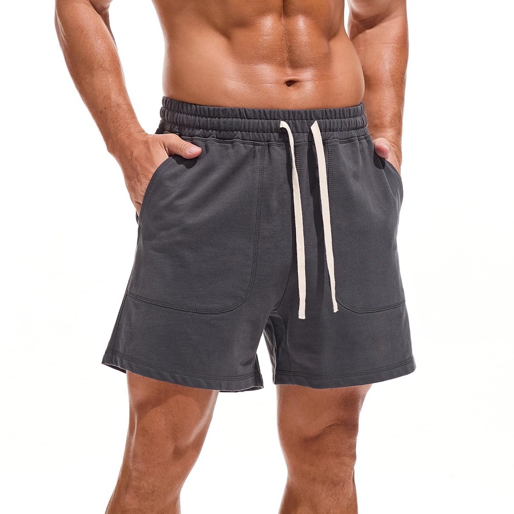 Mens Casual Sweat Shorts 5 inch Loose Fit Cotton Workout Shorts with Pockets ...