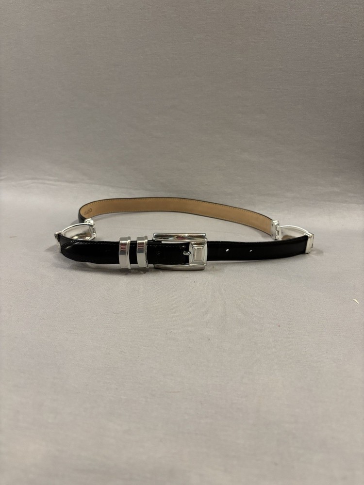 Brighton Women’s Black Leather Belt Size 30 Silver Accents Dainty Feminine Chic