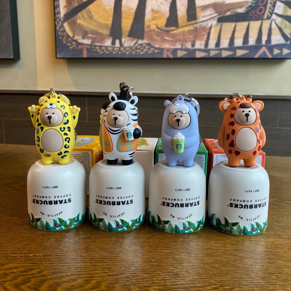 2020 China Starbucks Africa Jungle Animal Mug 100ml Coffee Cup + Bear Keychain