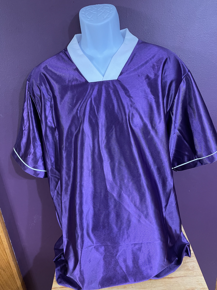 HIGH FIVE ADULT STRATUS SOCCER SHIRT XXL 2XL PURPLE WITH WHITE STRIPS, NEW