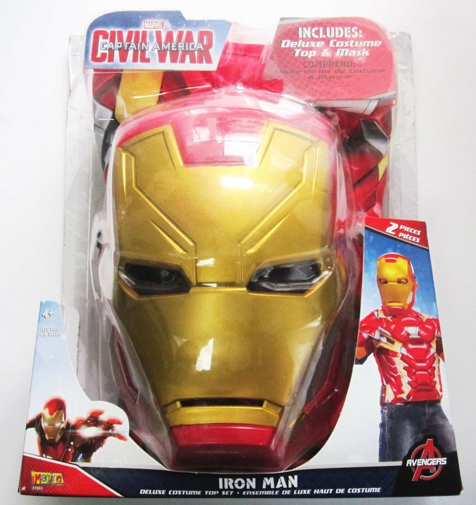 IRON MAN Costume Play Dress Up Mask & Top Outfit CIVIL WAR Small Size 4-6X NEW