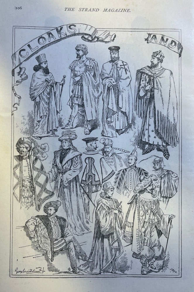 1893 Vintage Magazine Illustration Fashion Cloaks & Overcoats Through the Ages