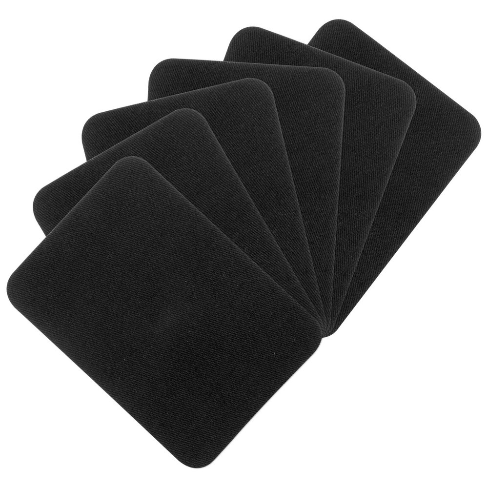 6Pcs 3x4.25 Inch Iron-On Black Cotton Fabric Patches for Clothes Repair  