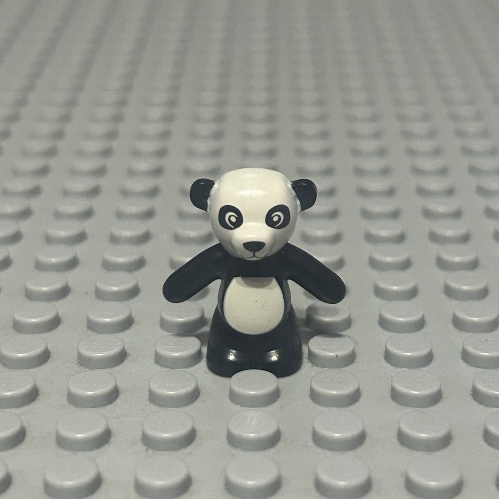 LEGO Black Teddy Bear with White Head and Stomach Panda Pattern