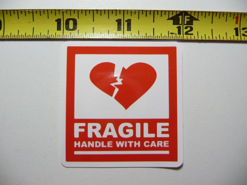 Fragile Handle With Care Heart Sticker Decal for Business Policy Building