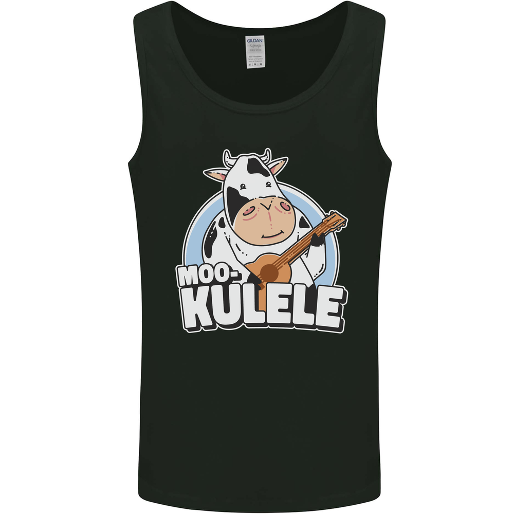 Mookulele Funny Cow Playing Ukulele Guitar Mens Vest Tank Top