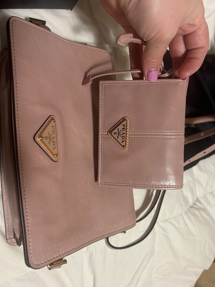 Prada leather crossbody purse with adjustable strap