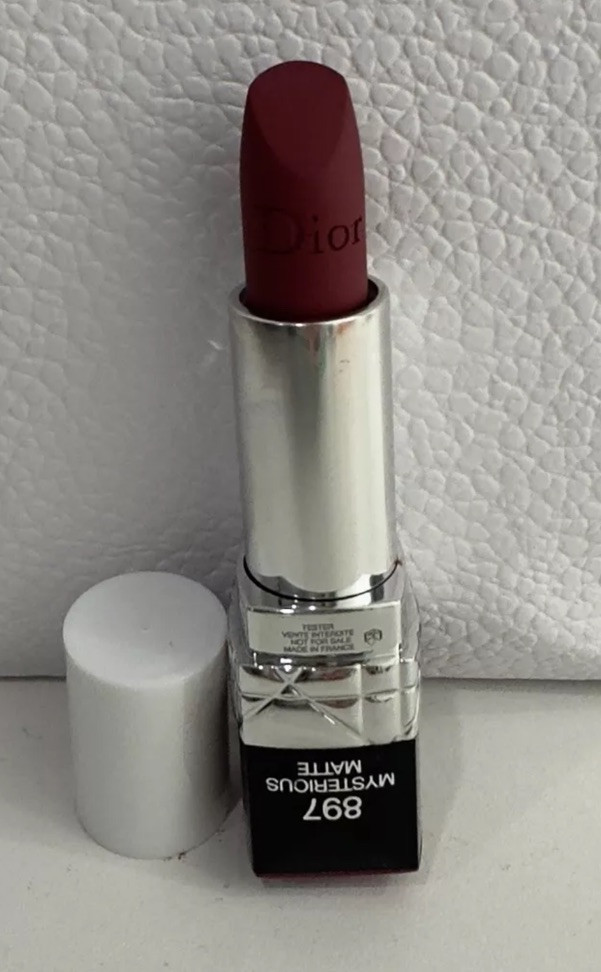 Dior Rouge 897 Mysterious Matte Lipstick Full Size White Cap