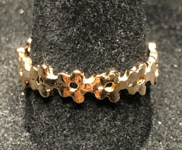 Vintage Antique Gold Tone Flower Ring - Size 9