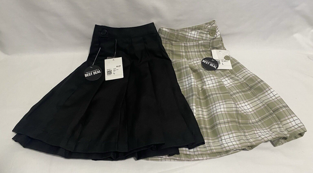 Forever 21 Light Green Plaid Knife Pleated Mini Skirt