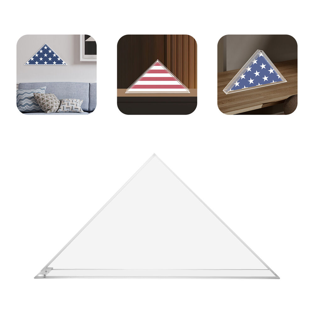 Flag Display Case Clear Acrylic Flag Box Triangle Holder for Table Wall Mounted