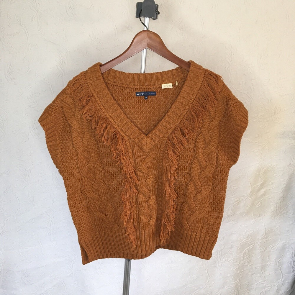 LEVI'S Womens Sleeveless V Neck 35% Wool Sweater Size M