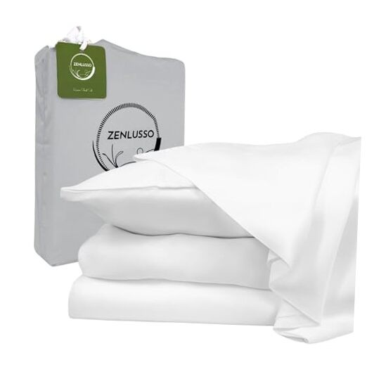 100% Bamboo Viscose Cooling King Size Sheet Set in White