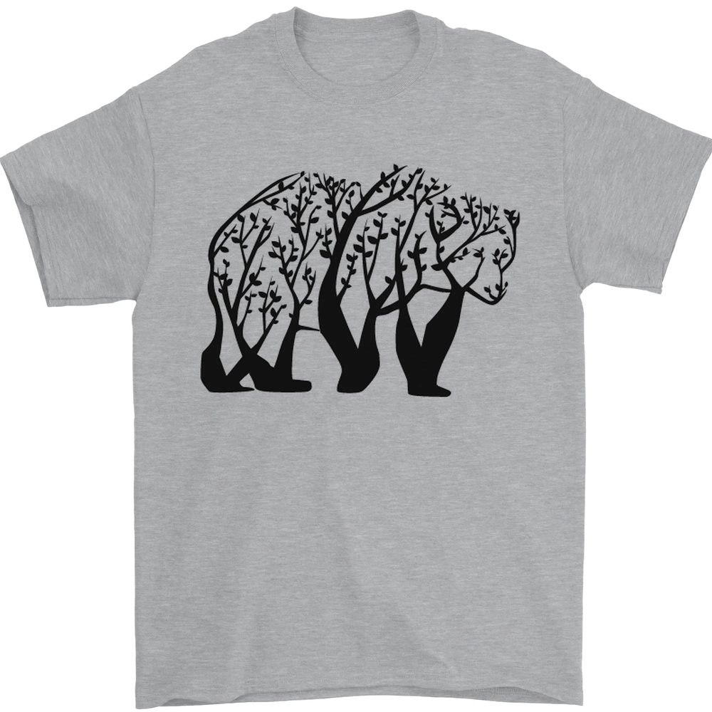 Bear Tree Animal Ecology Mens T-Shirt 100% Cotton