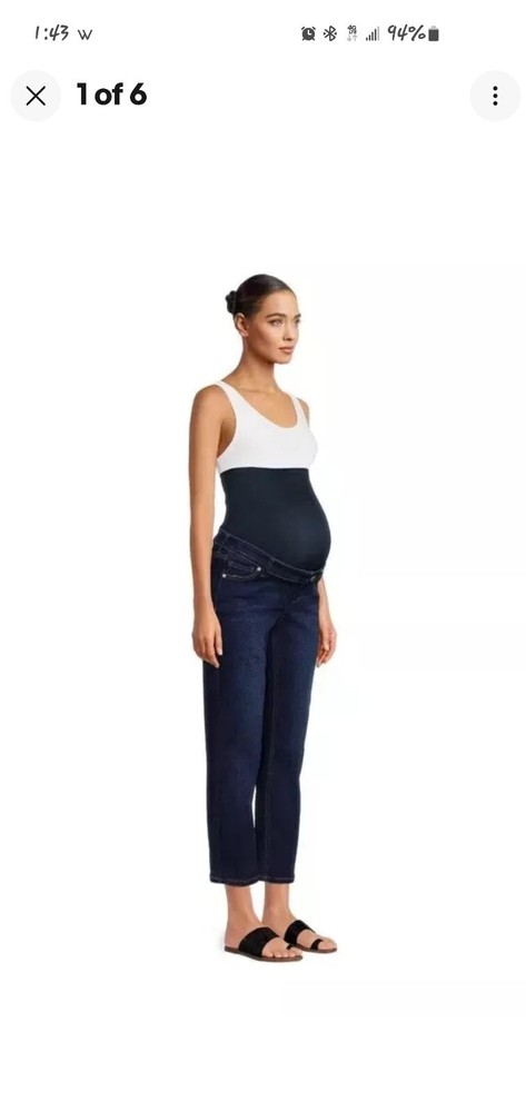 Time and Tru Womens Maternity Straight Jeans with Belly Band Size S 4-6