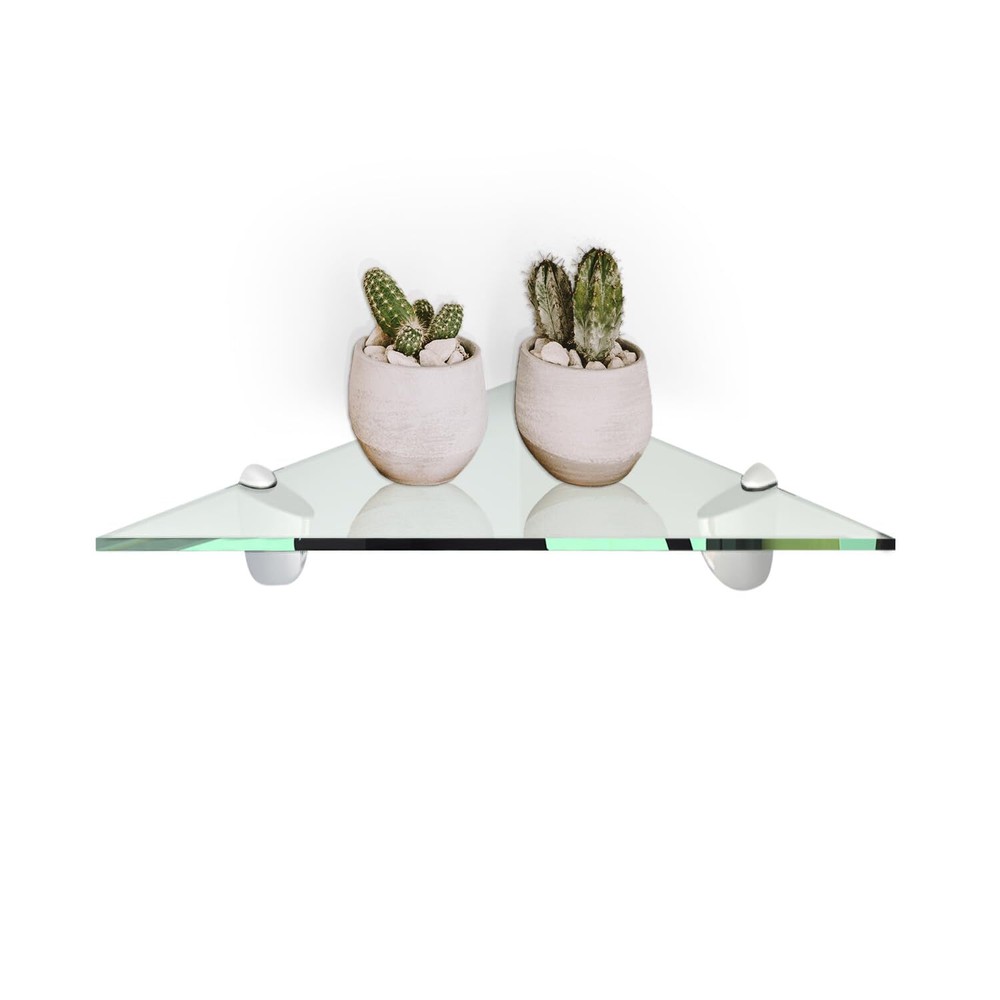 16x16 Corner Glass Shelf for Stylish Bathroom or Kitchen Storage  