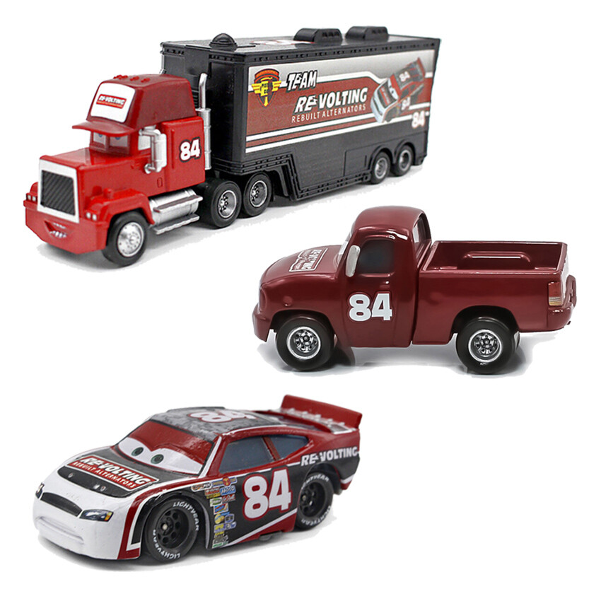 3 Pack Model Car NO.84 Team Revolting Truck&Pickup&Car Disney Pixar Cars Diecast