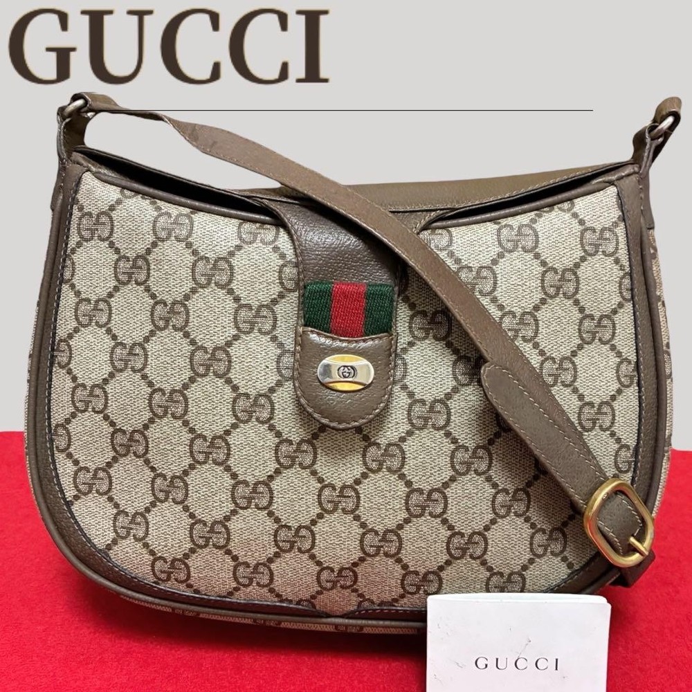 Gucci GG Supreme Sherry Line Leather Shoulder Bag Pre-Owned