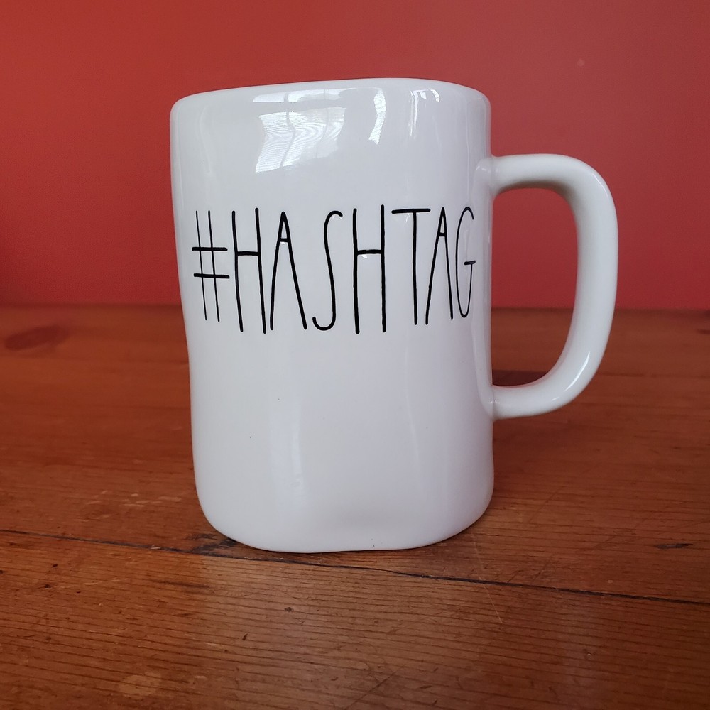 #Hashtag Rae Dunn Magenta Coffee Tea Cup Mug Large Designer Collectible  Ceramic