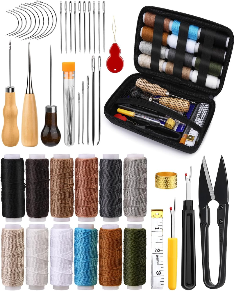 Heavy Duty Sewing Kit, 48Pcs Needle and Thread Kit with Upholstery Thread Needle